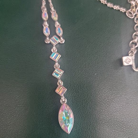 Givenchy Aurora Borealis Necklace Silver Plate Lariat Style Signed - Picture 12 of 12